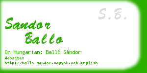 sandor ballo business card