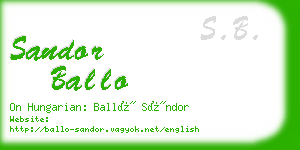 sandor ballo business card